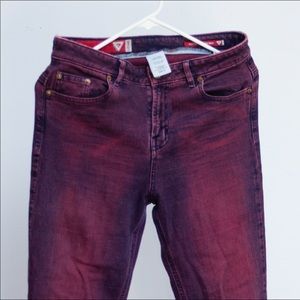 Guess stretch flare pink jeans.
